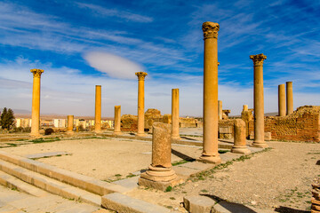 Timgad, a Roman-Berber city in the Aures Mountains of Algeria. (Colonia Marciana Ulpia Traiana...