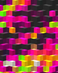 yellow green pink magenta colors neon geometric shapes abstract background 3D illustration