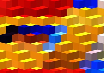 red yellow blue abstract geometric shapes background 3D illustration