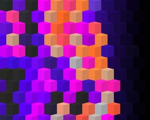 magenta purple pink orange geometric shapes abstract background 3D illustration