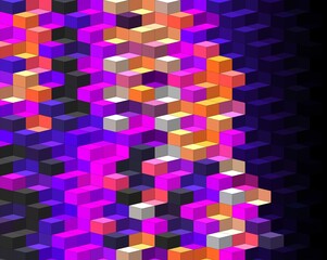 magenta purple pink orange geometric shapes abstract background 3D illustration