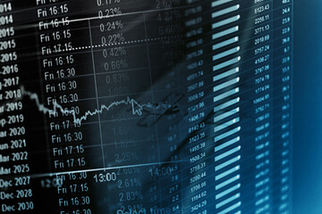 Financial data on a monitor. Finance data concept.