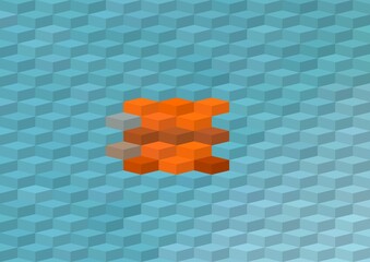 cyan blue orange geometric shapes abstract background 3D illustration