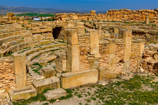 Nature and Ruins of Madauros, a Roman-Berber city in the old province of Numidia, Algeria
