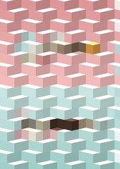 Obraz premium baby blue baby pink geometric shapes abstract background 3D illustration