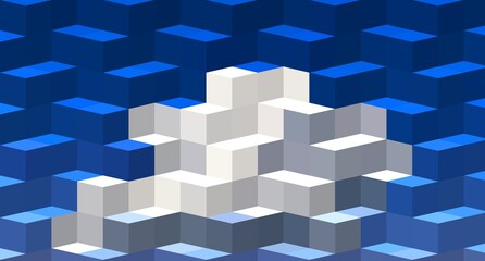 blue white geometric shapes abstract background 3D illustration