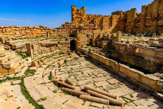 Amphitheater of Madauros, a Roman-Berber city in the old province of Numidia, Algeria