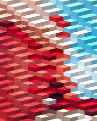 blue red pink colorful geometric shapes abstract background 3D illustration