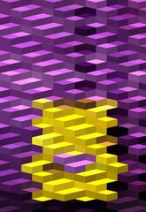 purple yellow colorful geometric shapes abstract background 3D illustration