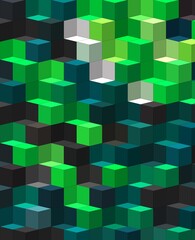 green colorful geometric shapes abstract background 3D illustration