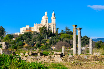 Church over the ruins of Hippo Regius, a Phoenician, Berber and Roman city, Annaba Province,...