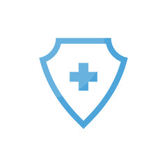Immune system icon. Medical cross in the shield. Vector