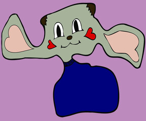 Cute Bunny with ears in the shape of hearts