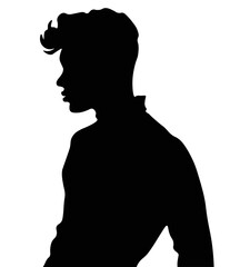 male profile picture, silhouette. Of the page. Profile, black illustration, fashion and business	
