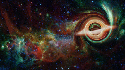 Supermassive black hole in the universe. Elements of image furnished by NASA
