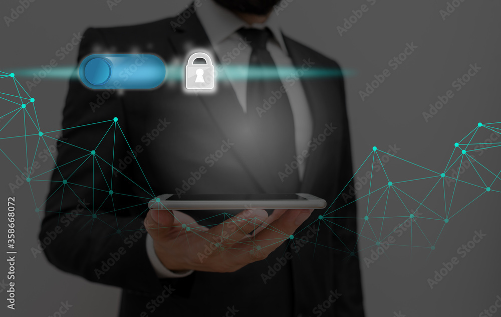 Poster graphics padlock for web data information security application system