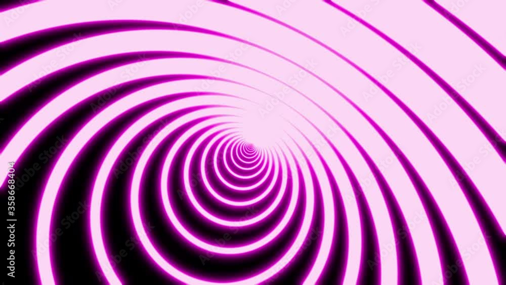 Poster abstract circle tunnel composed of bright lime-yellow neon light lines. black background futuristic 