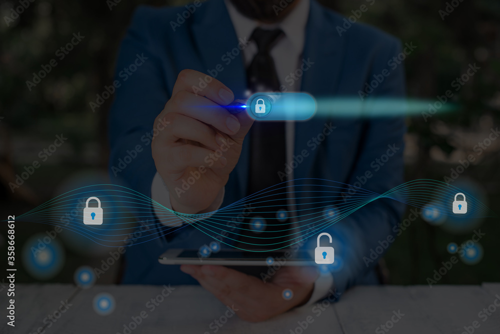 Poster graphics padlock for web data information security application system