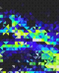 Obraz premium blue cyan green neon trippy psychedelic geometric shapes abstract background