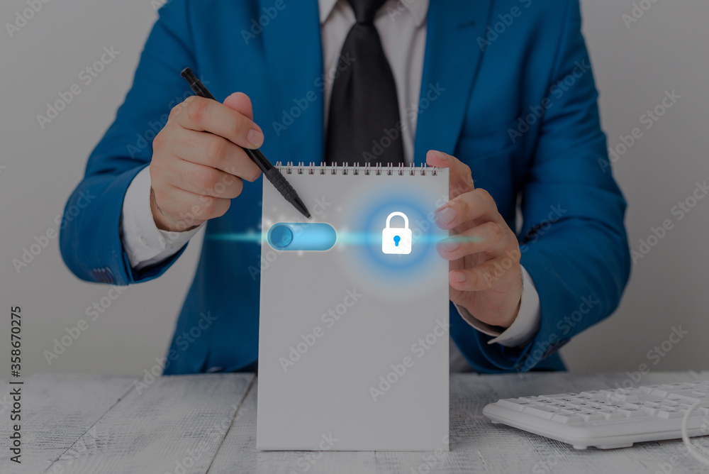 Poster graphics padlock for web data information security application system