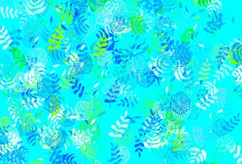 Fototapeta na wymiar Light Blue, Green vector abstract background with leaves, flowers.