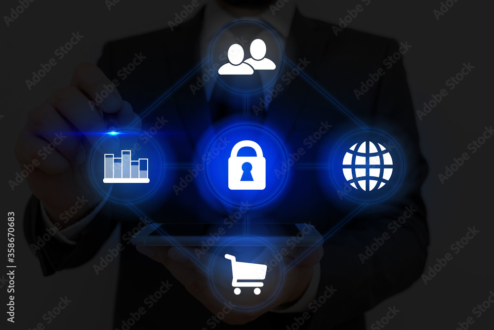 Poster information digital technology network connection infographic elements icon