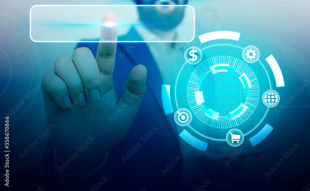 Poster information digital technology network connection infographic elements icon