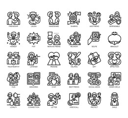 Set of friendship thin line and pixel perfect icons for any web and app project.