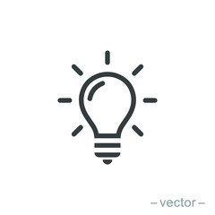 The light bulb icon vector, full of ideas and creative thinking, analytical thinking for processing. Outline symbol illustration. EPS 10