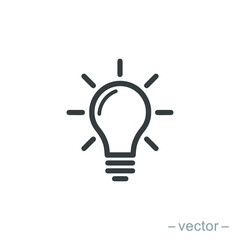 The light bulb icon vector, full of ideas and creative thinking, analytical thinking for processing. Outline symbol illustration. EPS 10