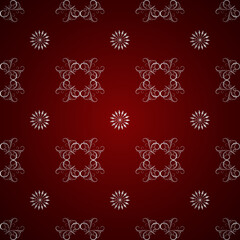 Dark red floral vector seamless in the editable background with gold and silver, Luxurious, Wallpaper, Luxury geometric pattern in printing, fashion design, wedding, Elegant, and invitation