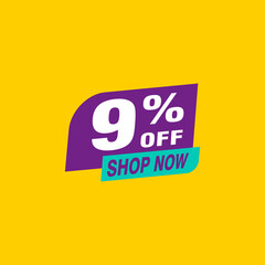 9 discount, Sales Vector badges for Labels, , Stickers, Banners, Tags, Web Stickers, New offer. Discount origami sign banner