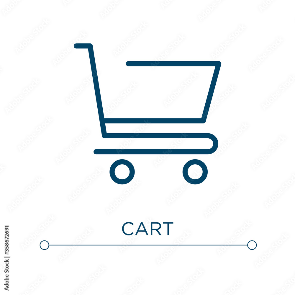 Poster cart icon. linear vector illustration. outline cart icon vector. thin line symbol for use on web and