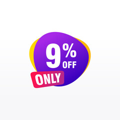 9 discount, Sales Vector badges for Labels, , Stickers, Banners, Tags, Web Stickers, New offer. Discount origami sign banner