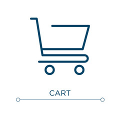 Cart icon. Linear vector illustration. Outline cart icon vector. Thin line symbol for use on web and mobile apps, logo, print media.