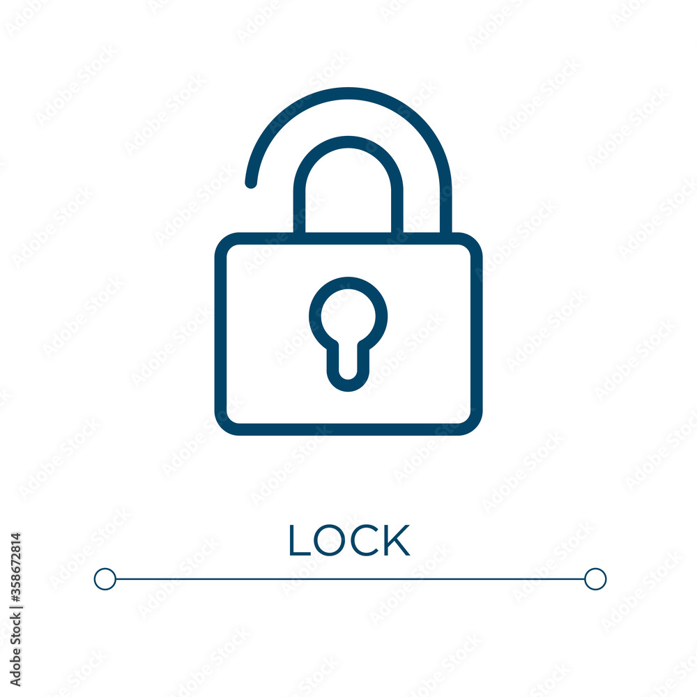 Poster lock icon. linear vector illustration. outline lock icon vector. thin line symbol for use on web and