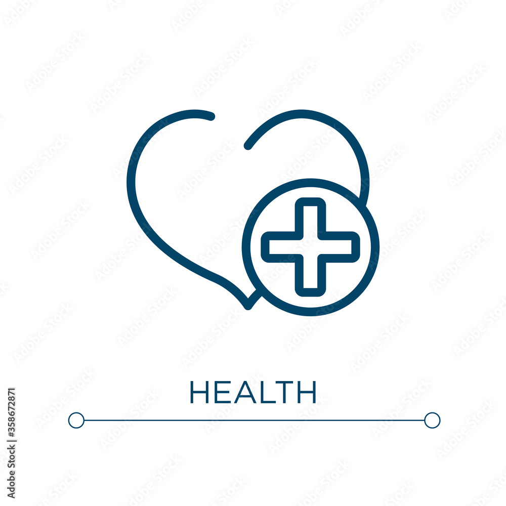 Aufkleber health icon. linear vector illustration. outline health icon vector. thin line symbol for use on web