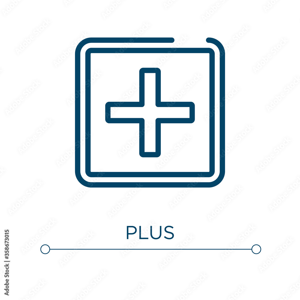 Poster plus icon. linear vector illustration. outline plus icon vector. thin line symbol for use on web and