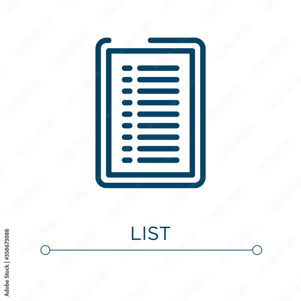 Poster list icon. linear vector illustration. outline list icon vector. thin line symbol for use on web and