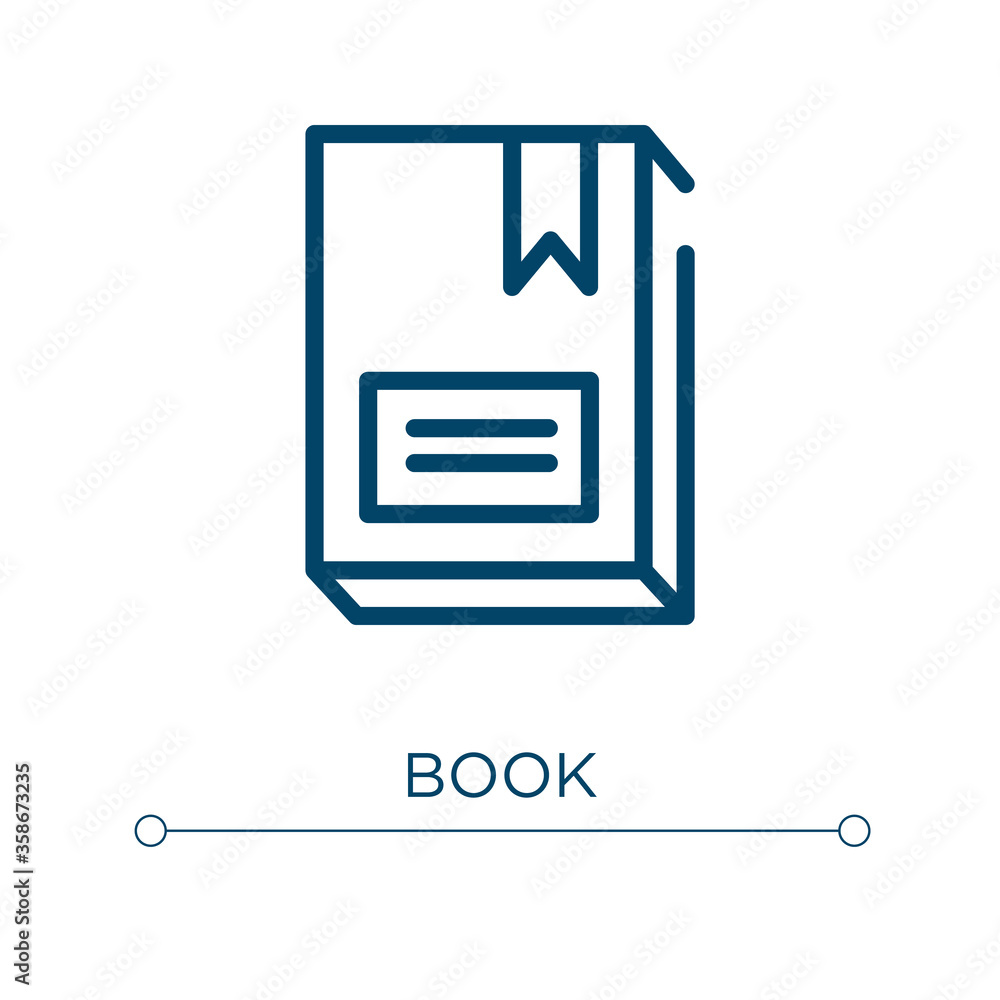 Poster book icon. linear vector illustration. outline book icon vector. thin line symbol for use on web and