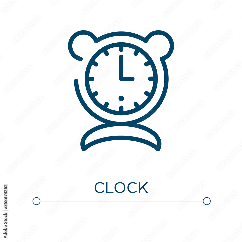 Poster clock icon. linear vector illustration. outline clock icon vector. thin line symbol for use on web a