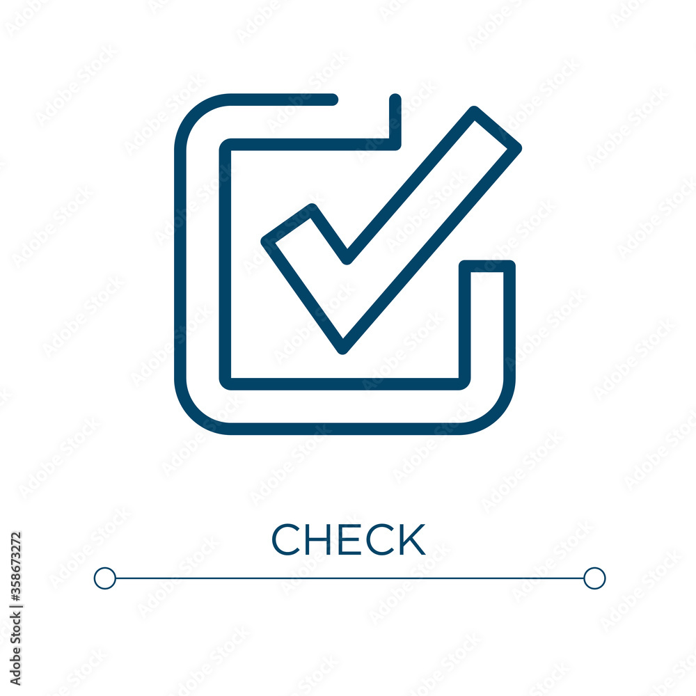 Poster check icon. linear vector illustration. outline check icon vector. thin line symbol for use on web a