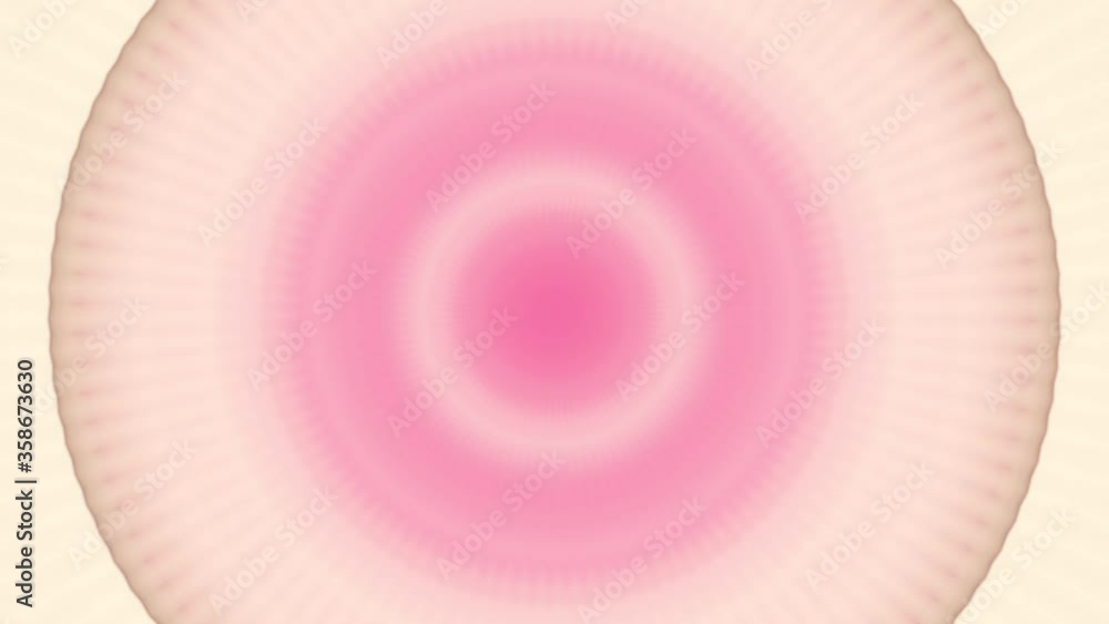 Poster Abstract simple circles in motion, light pink motion graphics background. Concept. Geometric vibrating pulsating circular pattern with many moving rings, seamless loop.