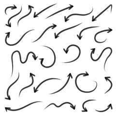 Set of hand drawn arrows doodle design elements 