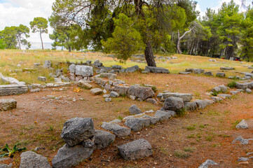 Fototapeta na wymiar It's Ruins of Katagogion, Epidaurus, Peloponnese, Greece. UNESCO World Heritage