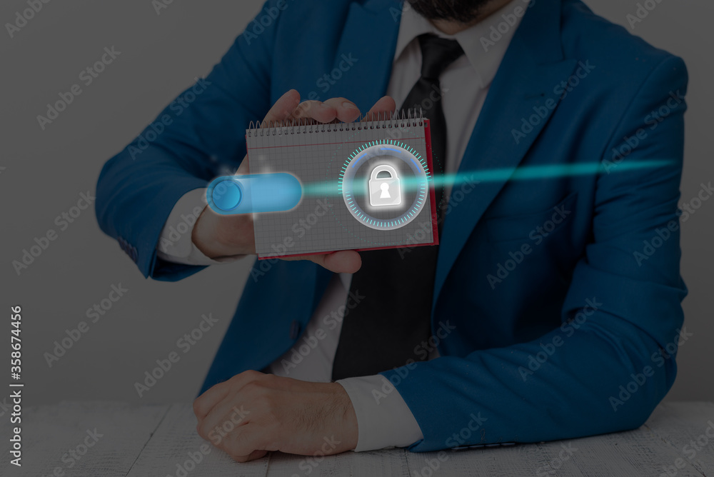 Poster graphics padlock for web data information security application system