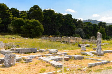 It's Colums of Abaton of Epidaurus, Peloponnese, Greece. UNESCO World Heritage