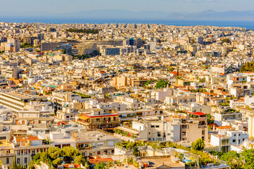 Fototapeta na wymiar It's Panorama of Athens, the capital of Greece.