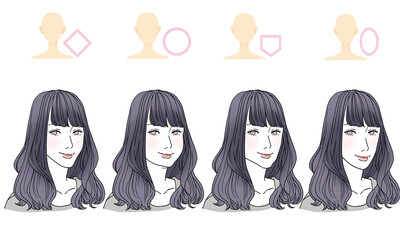 顔型別ヘアスタイルイラスト