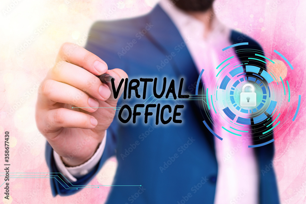 Poster handwriting text writing virtual office. conceptual photo operational domain of any business or orga
